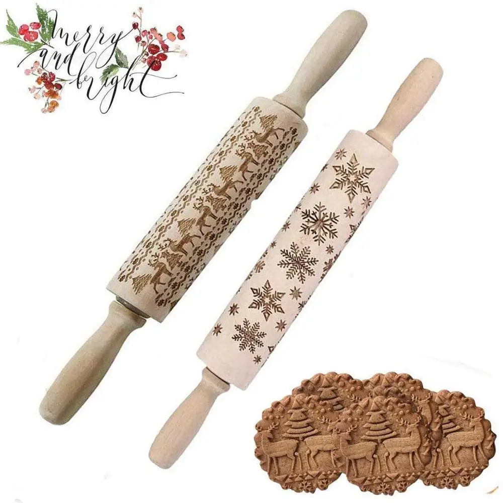 1 шт. Рождественская Скалка тиснение штифт рельефный узор текстурированная