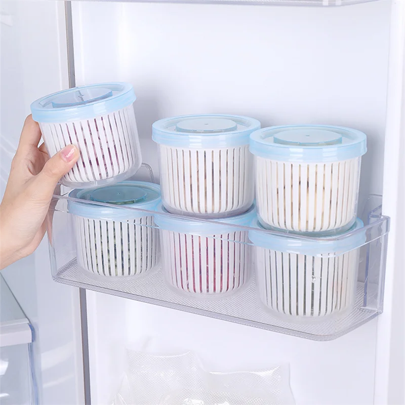 Double Layer Vegetables Sealed Keeper Fresh Storage Box With Drain Basket Refrigerator use Draining Crisper Strainers Container | Дом и сад
