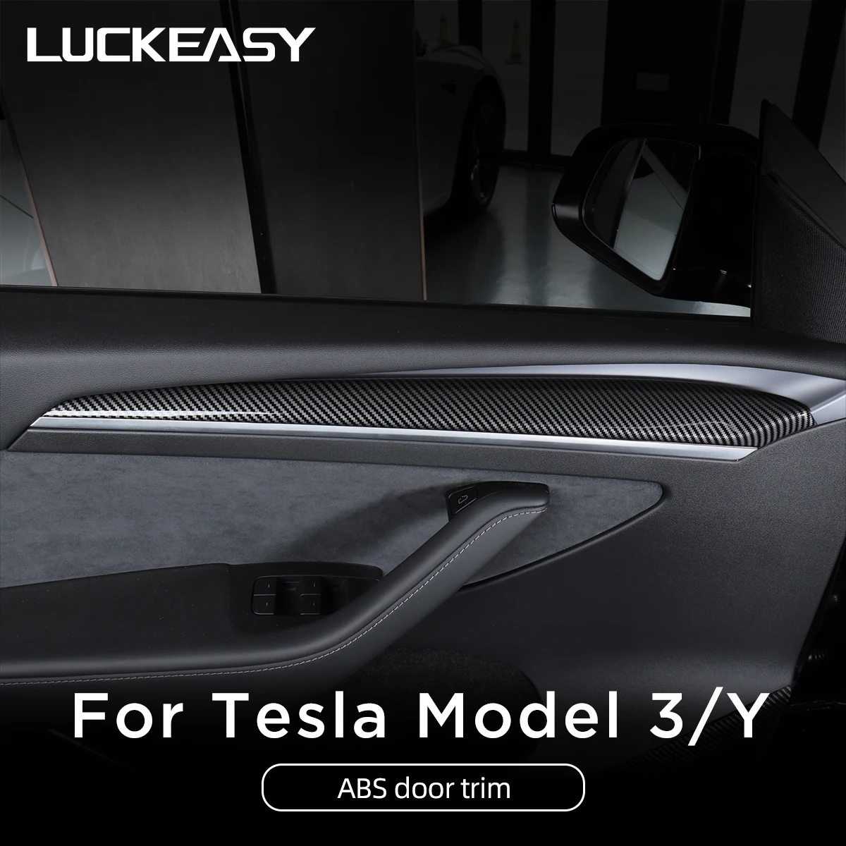 

Автомобильные аксессуары LUCKEAS, модификация интерьера для Tesla Model 3, модель Y 2020-2021, внутренняя отделка двери автомобиля из карбонового волокна