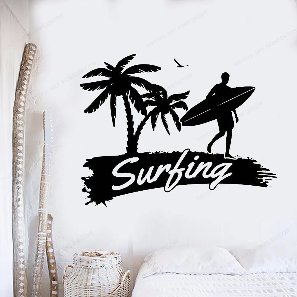 

Surfing Wall Sticker Surfer Vinyl wall Decal Home Room Waterproof wall decor removable art mural JH479