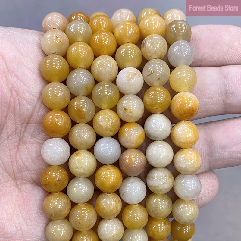 Натуральный камень желтый круглый бисер авантюрина для изготовления ювелирных