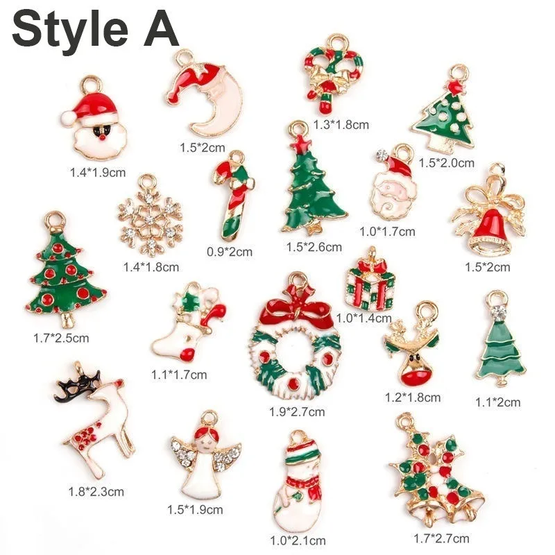 19Pc Enamel-A 19-20 шт, смешанные цвета, металл, эмаль подвески Рождественские Подвески бусины для украшения для браслет серьги ювелирных изделий Рождественская елка украшения - Окраска металла: 19Pc Enamel-A