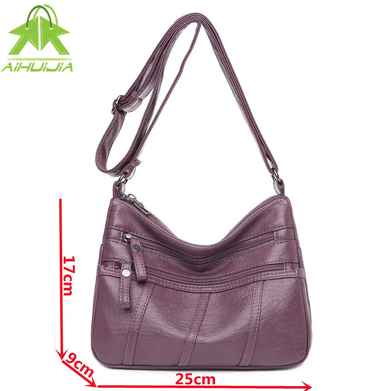 

High Quality Women Soft Pu Leather Shoulder Bags Fashion Embroidery Thread Messenger Bag 2021 Luxury Designer Handbag and Purse