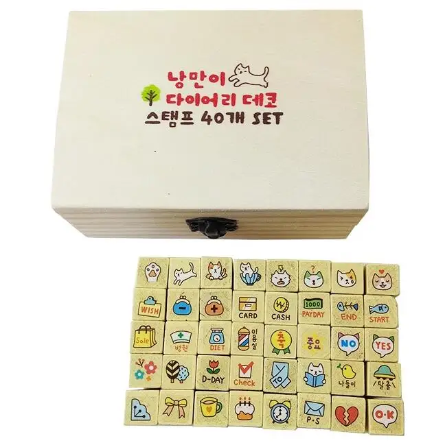 40 шт./лот мини милый кот DIY деревянный комплект резиновых штампов ручной работы