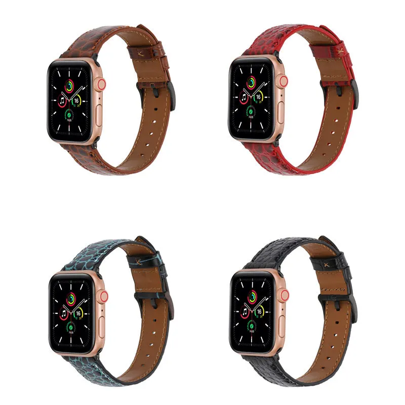 

Genuine Leather Luxury Crocodile Wrist Loop Bracelet Band Strap for Apple Watch Series 7 6 5 4 3 2