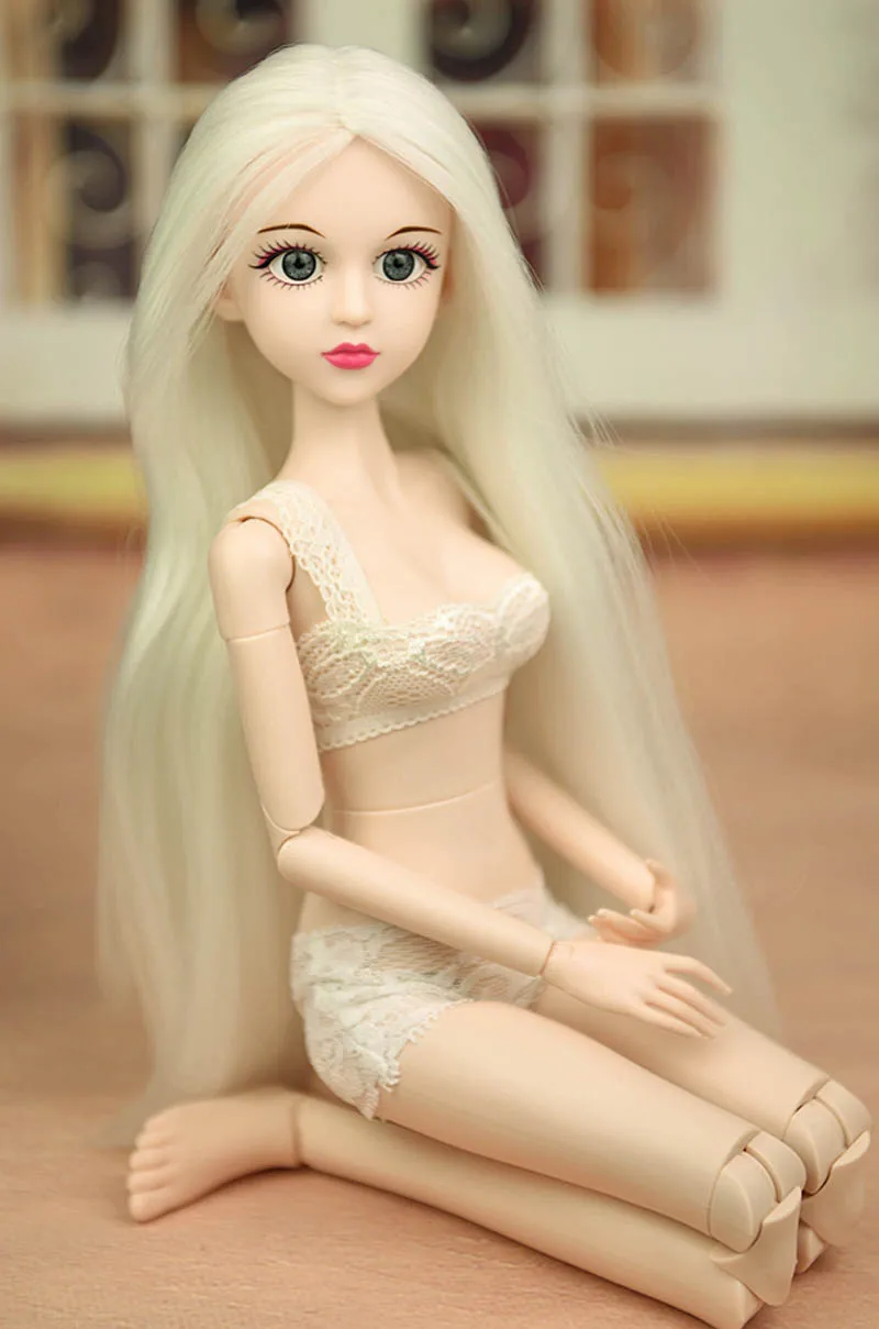 Белая Серебристая кукла Синьи обнаженные волосы 1/4 BJD 3D реалистичные глаза голые