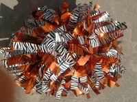 Professional Cheerleader Pom Poms 3/4"x 6" Metallic  Orange Mixed With Zebra Custom Color