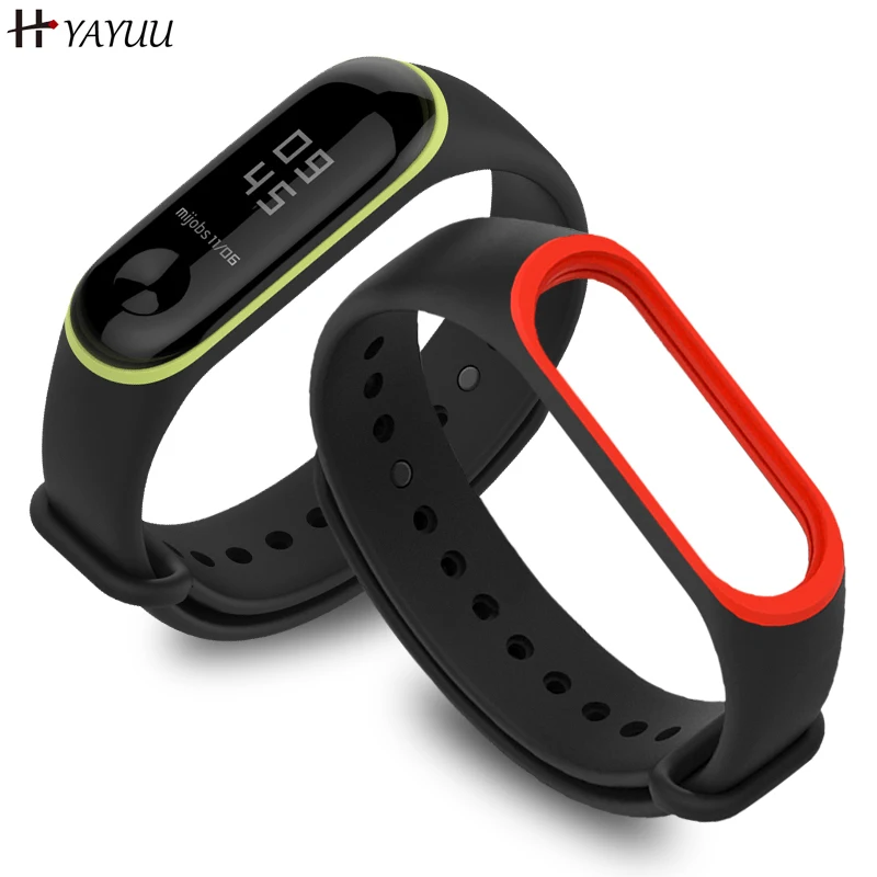 Силиконовый ремешок YAYUU для часов Xiaomi Mi band 4 3 браслет двойного цвета сменный
