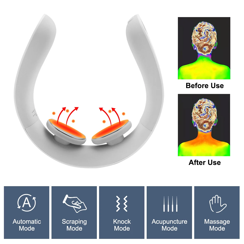 

Smart Electric Neck Massager Shoulder Massage Cervical Vertebra Physiother Portable Heating Pain Stress Relief Tool Health Care
