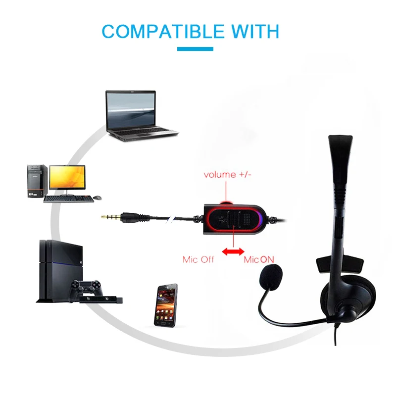 Наушники для оператора с микрофоном шумоподавлением одноушные наушники