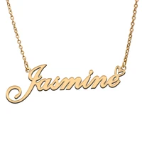 love heart jasmine name necklace for women stainless steel gold silver nameplate pendant femme mother child girls gift