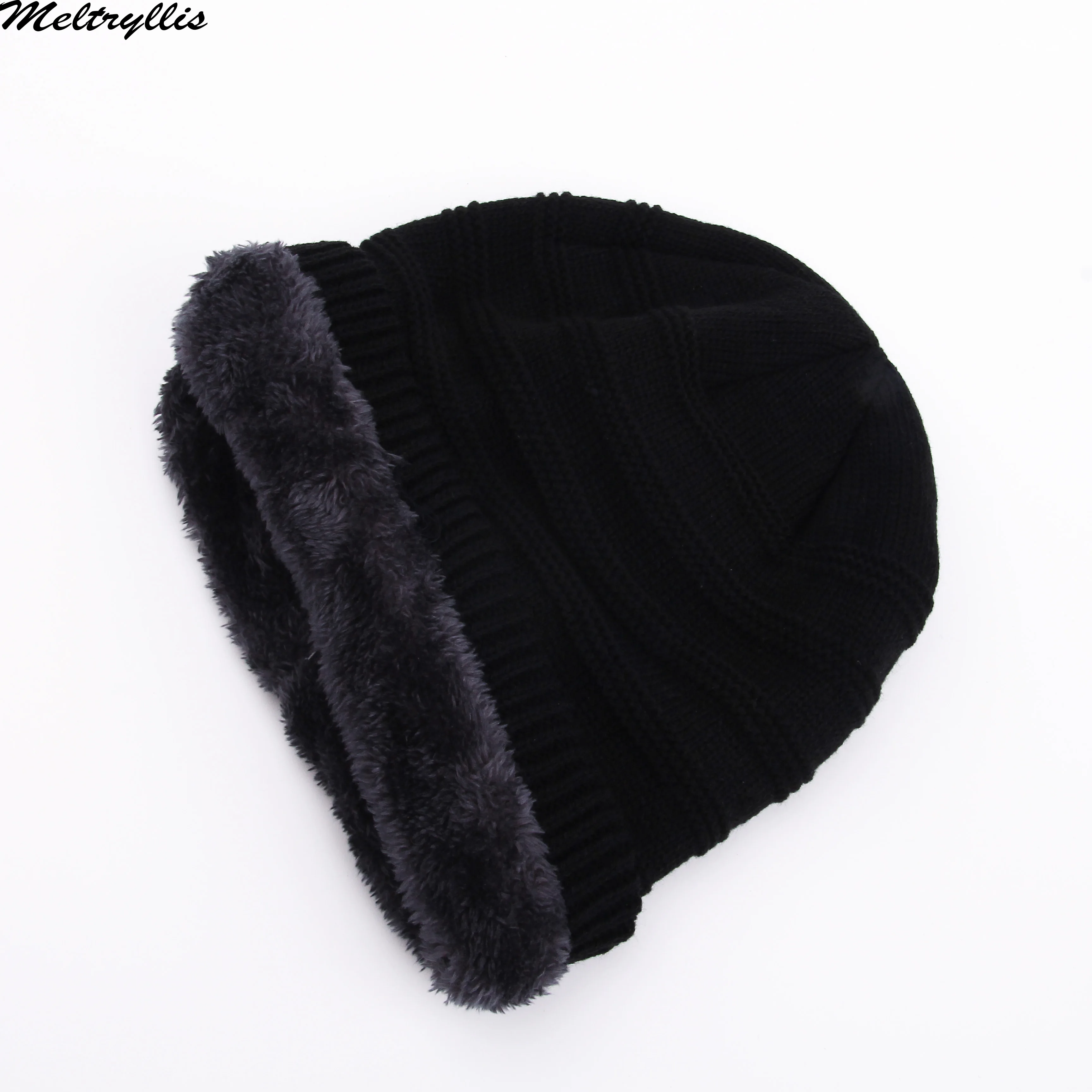 [Meltryllis] Neck warmer winter hat scarf cap Fashion men wemen knitted Beanie Knit Hat Skullies Beanies Fluffy Thick Kalpak | Аксессуары