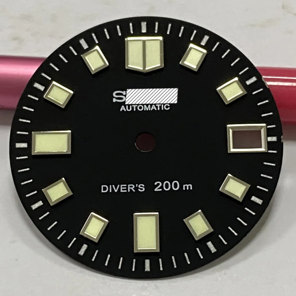 

Watch Parts 28.5mm Black Dial Luminous Marks Date Window Watch Dial Fit NH35 Automatic Movement