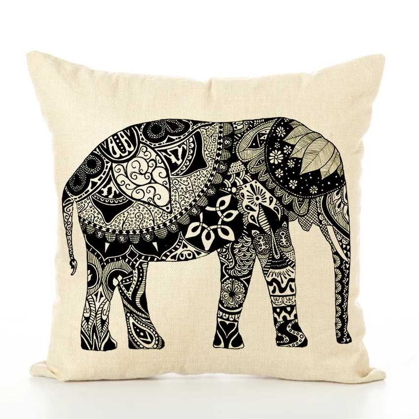 Новинка льняная наволочка с принтом в виде слона для кухонного стула