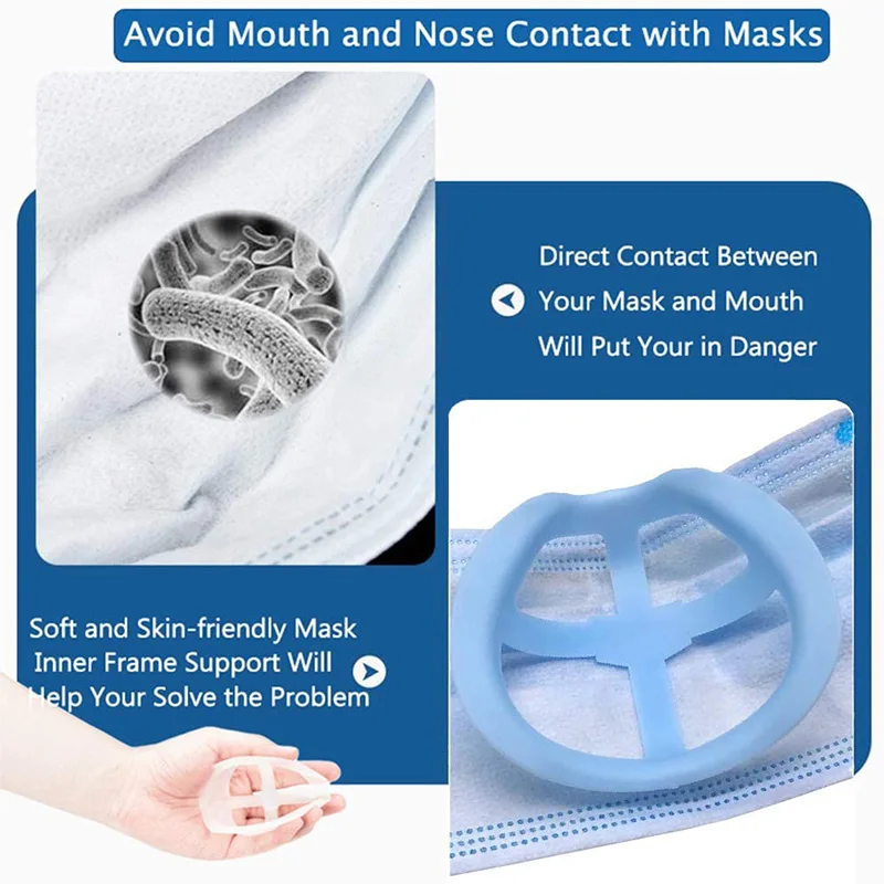 Reusable 3D Mask Bracket Silicone Face Support Frame Lipstick Protection Stand.Enhance Breathing Space For Nose And Mou | Дом и сад