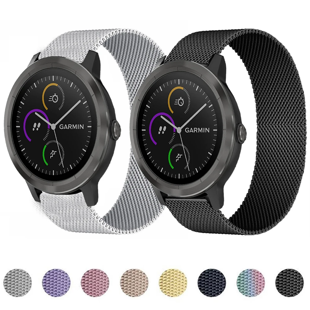 

Ремешок для смарт-часов Garmin Vivoactive 3 4, металлический браслет с магнитной петлей для Garmin CAME Move 3/Luxe/Style, 18 мм 20 мм 22 мм