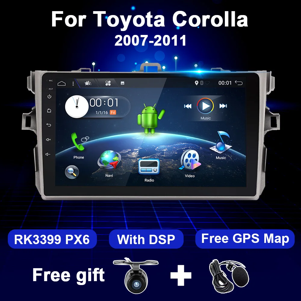 Автомагнитола 2 Din на Android мультимедийный видеоплеер с GPS для Toyota Corolla E140/150 2007 2011 DSP 4