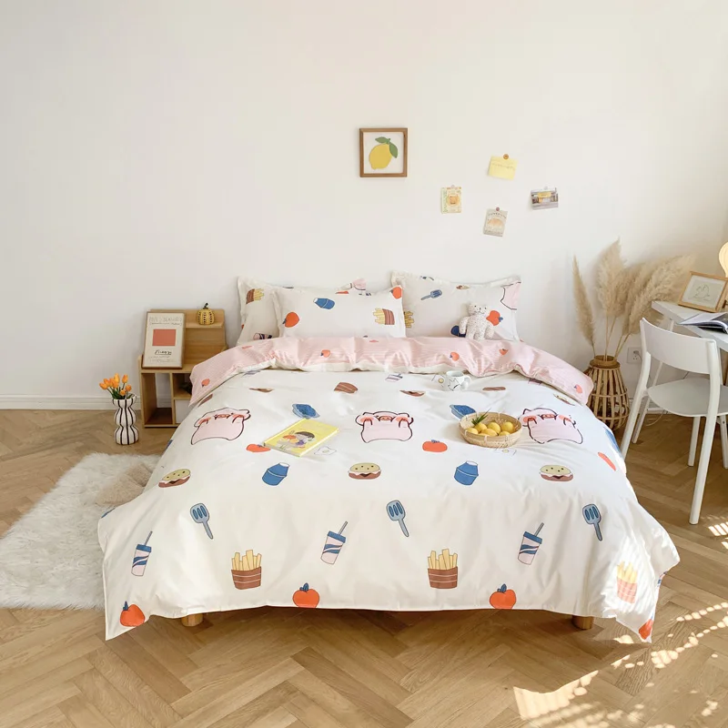 

New Style Cute Pig Bedding Set Cotton Bed Linen Sheet Cover 240x220 Single Double Queen King Quilt Covers Sets