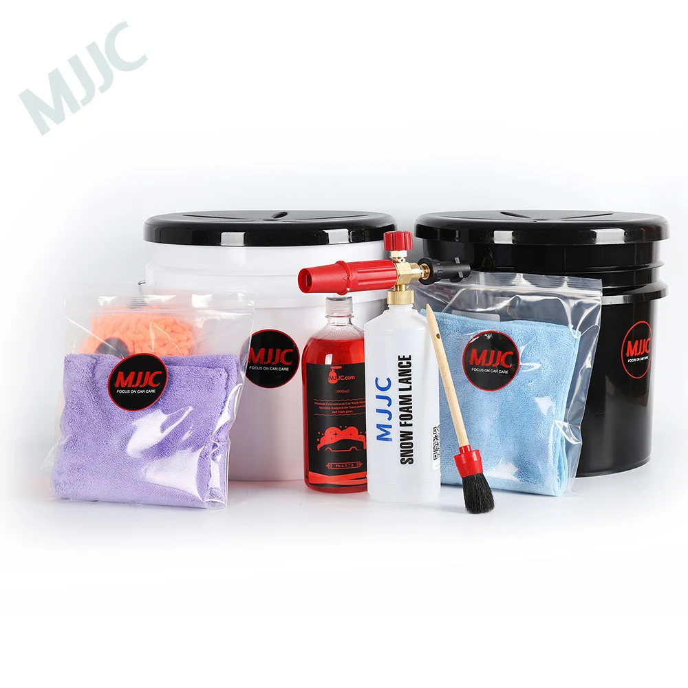 

MJJC Detailing Dual Bucket Washing System with Seat Lid, Wash Mitt, Microfiber Towels, Detailing Brush, Foam Cannon and Car Wash