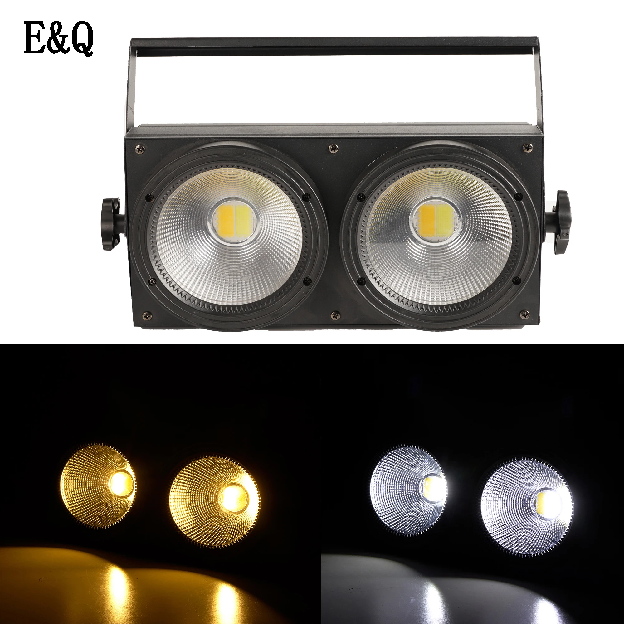 Pаспродажа Светодиодный светильник COB 2 глаза 2x100 Вт, светодиодный светильник DMX, сценический эффект, светодиодный светильник-мигалка, холодный белый и ...