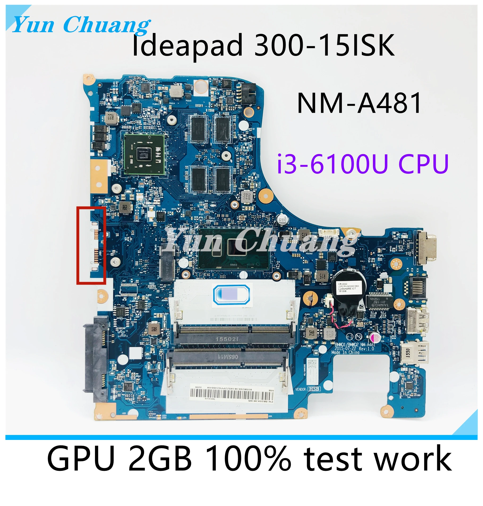 Материнская плата для ноутбука Lenovo 300-15ISK BMWQ1 BMWQ2 NM-A481 CPU i3 6100U GPU R5 M330 2G 100% тестовая