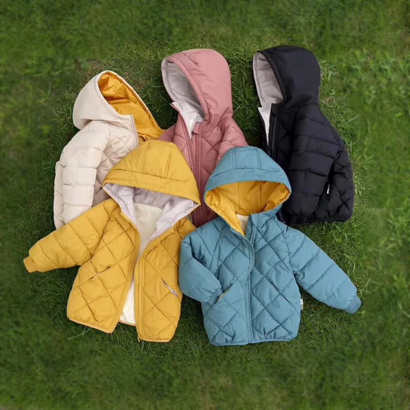 2020 Kids Girls Boys Autumn Winter Jackets Coat New Children Down Padded Baby Jacket Plus Velvet Warm Cotton Jacket Boy Clothes