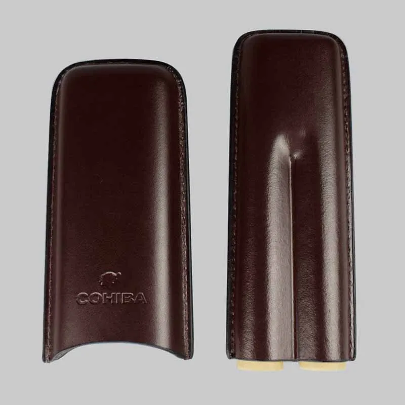 Горячая продажа COHIBA чехол для сигар/Humidor Коричневая кожа 2 трубки Humidor сигар