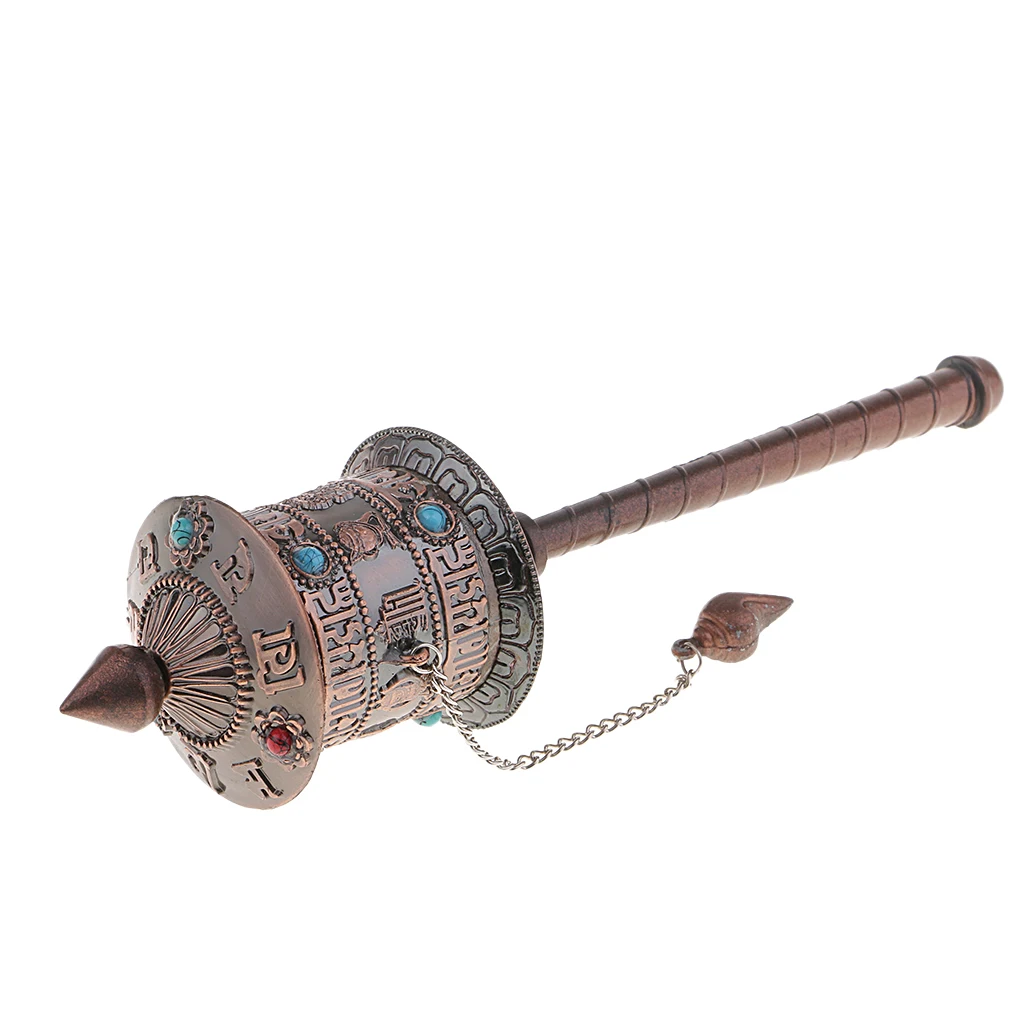 21cm Tibetan Plastic Buddhist Long 14cm Hand Held Prayer Wheel Om Mani Padme | Дом и сад