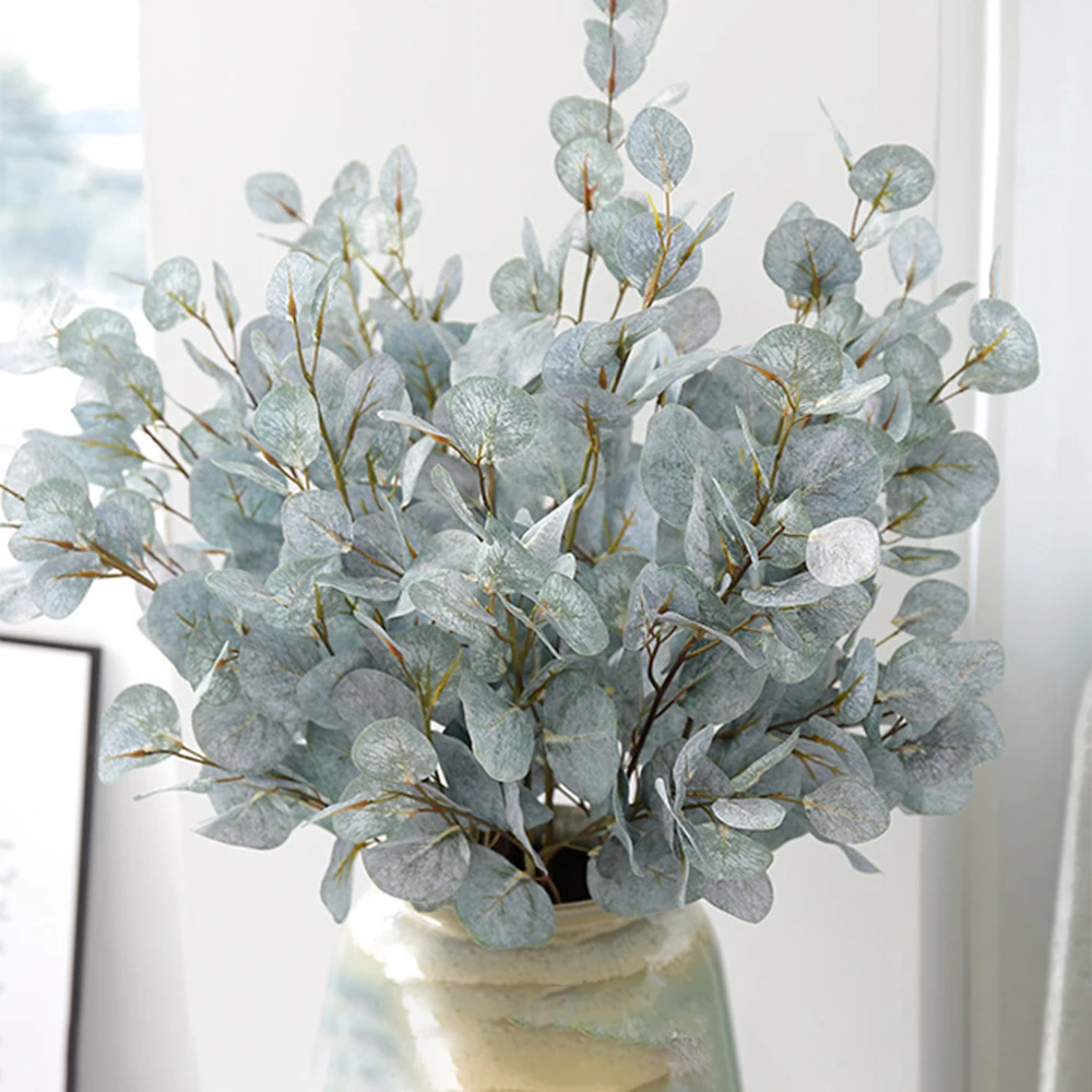 Искусственное зеленое желтое растение цветок листья эвкалипта ручной работы