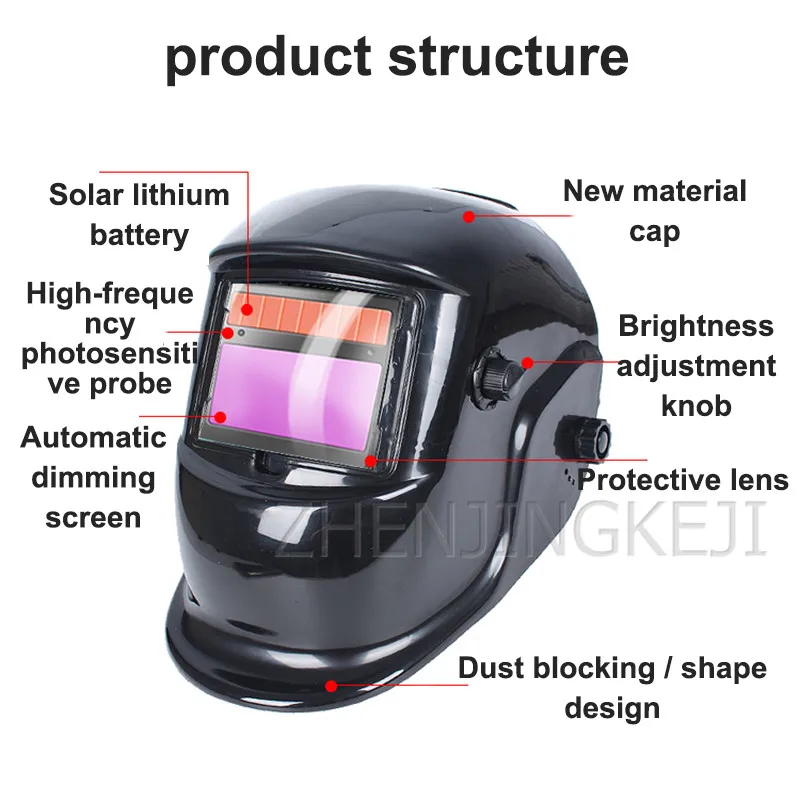 

Solar Energy Fully Automatic Dimming Welding Mask Welding Cap Head-mounted Welder Mask For Argon Arc Welding Anti-roast Face