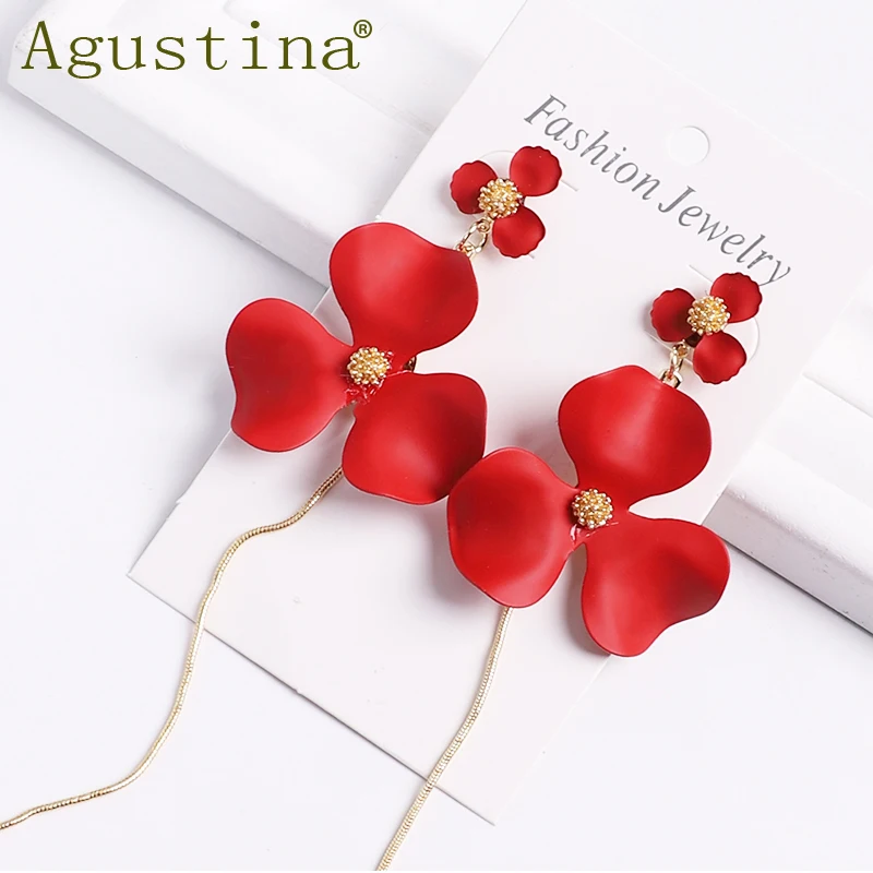 Серьги капли с цветами для женщин модные геометрические металлические ювелирные