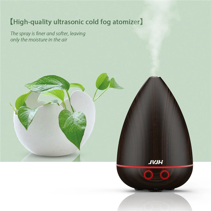 

JVJH Electric Humidifier Essential Aroma Oil Diffuser Ultrasonic Wood Grain Air Humidifier USB Mini Mist Maker LED Light