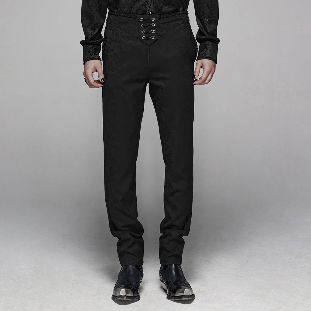 

Великолепные вечерние Клубные мужские формальные брюки с цветочным принтом, мужские готические черные брюки с металлическим цветком ласто...