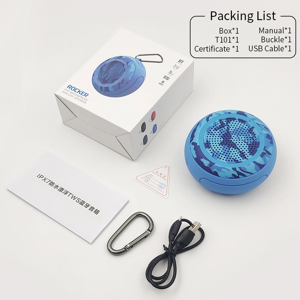 Cyboris Водонепроницаемая на плаву IPX7 5W Внешняя портативная мини-колонка Bluetooth для открытого воздуха TWS для плавания Беспроводная со встроенным микрофоном/TF/Aux.