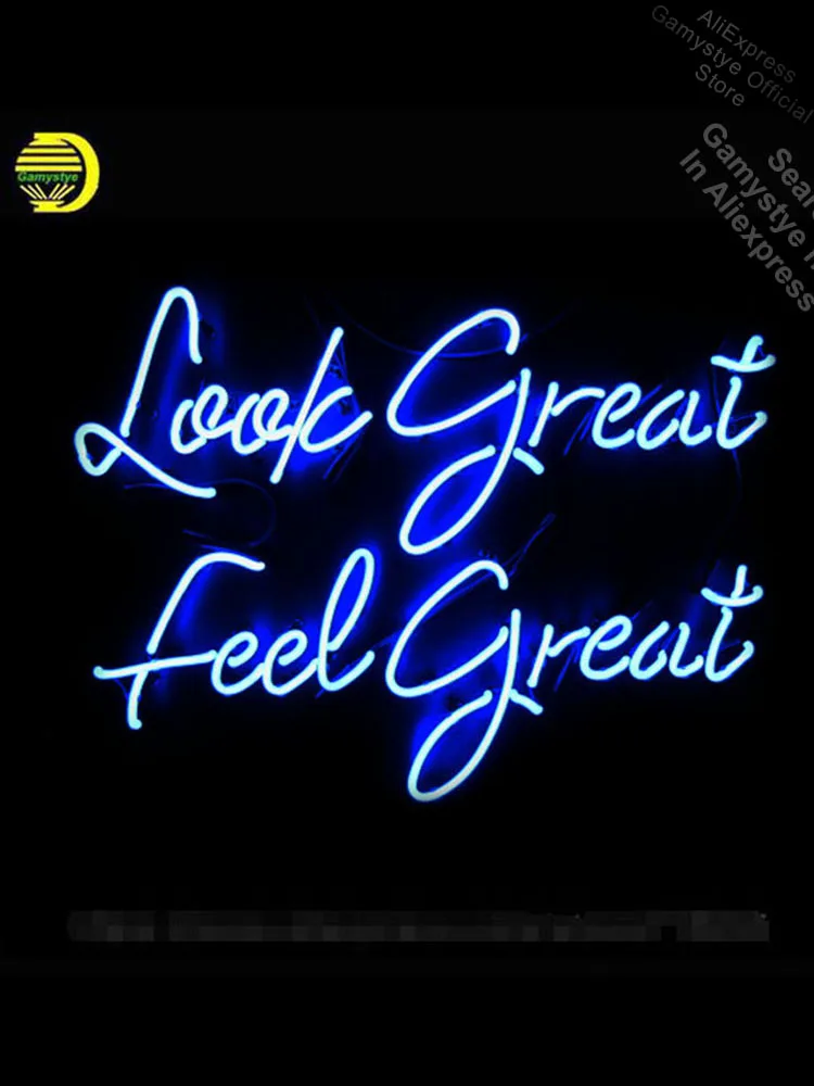 

Look Great Feel Great Neon Sign Advertise Neon Bulbs Beer Glass Custom Business Signs Bar Neon Light Sign Tube Neon Shop lighter