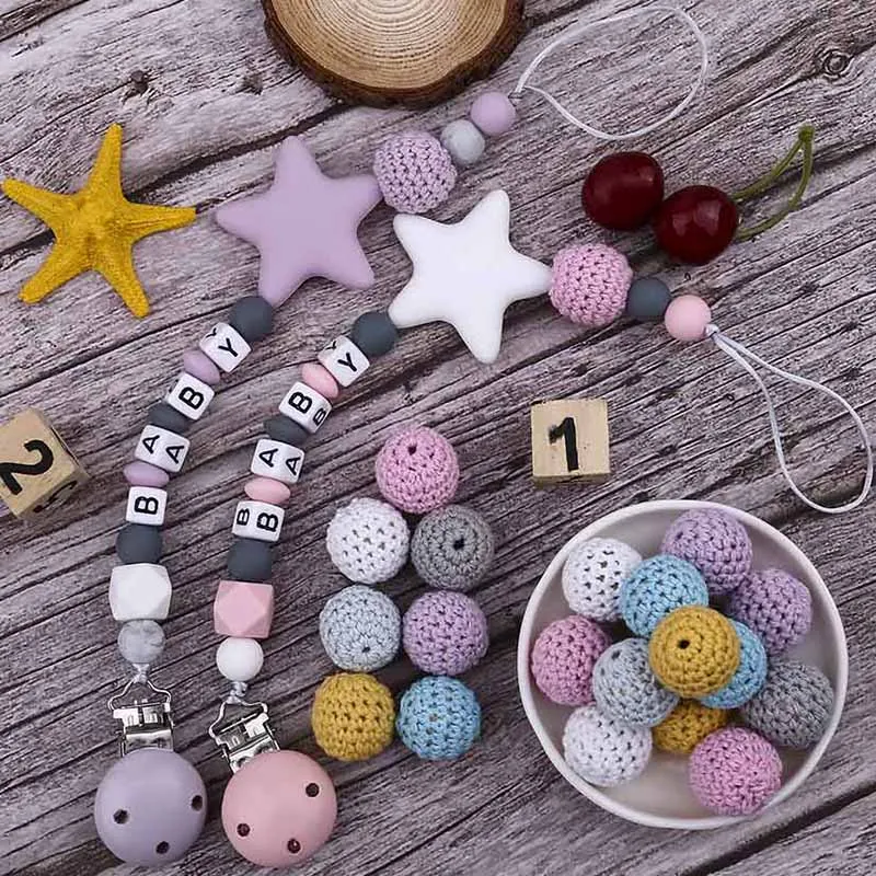 20 мм вязаные бусины жевательные бусины 5 шт. DIY кулон при прорезывании зубов цепи соски аксессуары Прорезыватель детский Прорезыватель