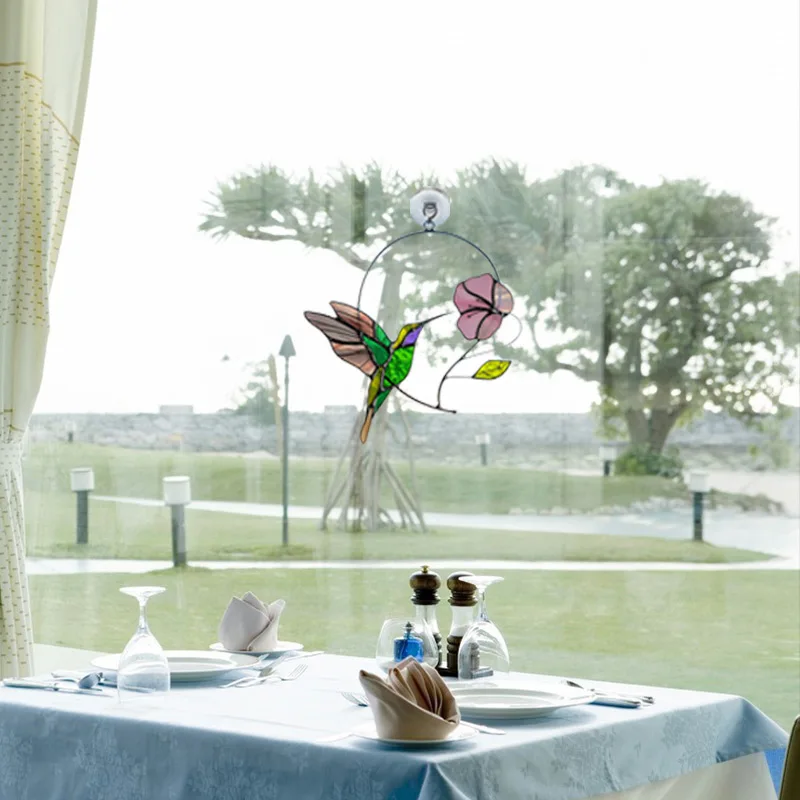 

Window Hangings Acrylic Flower and Hummingbird Suncatcher Art Home Crafts Decor Gift Ornaments 16.5X15cm LBShipping