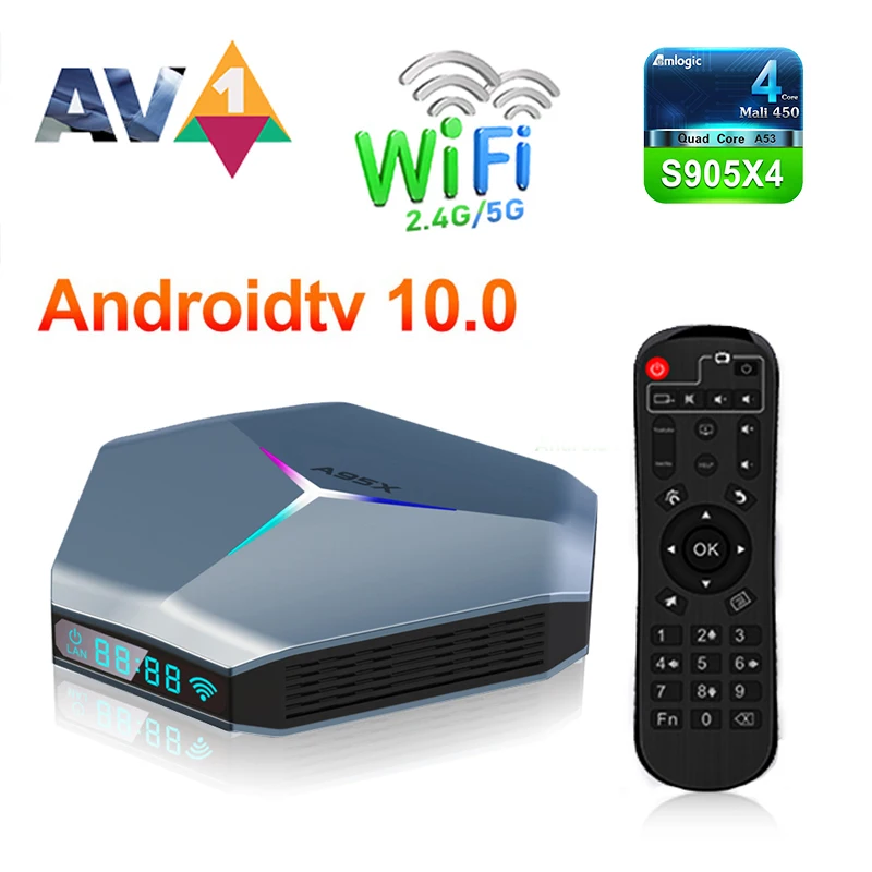 

ТВ-приставка A95X F4 RGB Amlogic S905X4 Smart Android 10 4K HD YouTube 4 Гб ОЗУ 32 Гб 64 Гб 128 Гб ПЗУ Wi-Fi телеприставка 2G 16G vs A95X F3