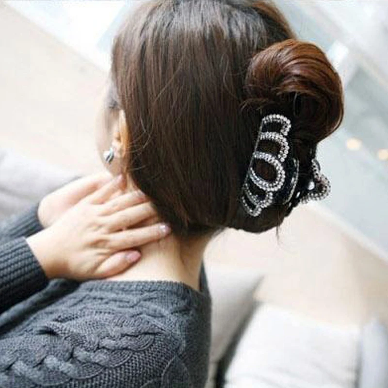 Заколки для волос в виде крабов полностью украшенные кристаллами Черная Корона