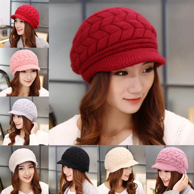 

Women Winter Hats Femme Warm Wool Hat Women Knitted Hat Thick Skullies Beanies Beanie Girls Rabbit Bonnet For Women Ladies