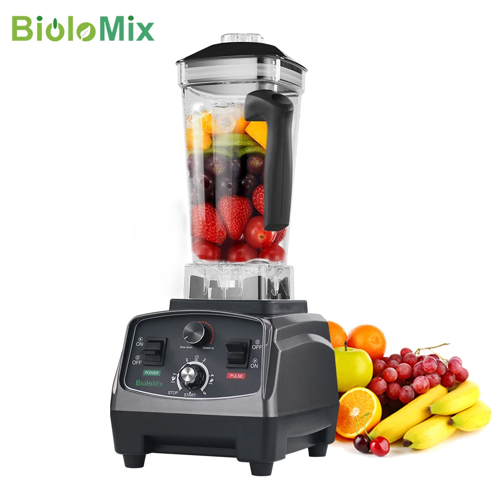Temporizador de Grau Biolomix Comercial Pesado Misturador Liquidificador Espremedor Frutas Processador Alimentos Smoothies Gelo Bpa Livre 2l Jar 3hp 2200w