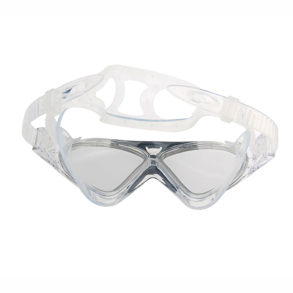 

Comfy Frame Big Lens Anti-fog Swimming Goggle Glasses (Clear+Black)