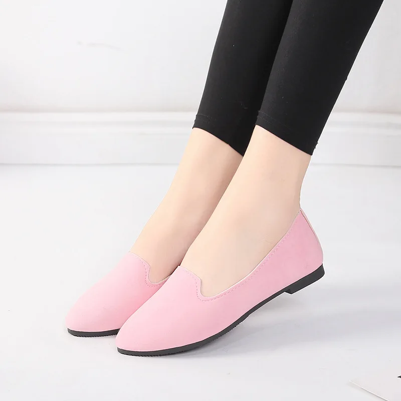 2021 New Ladies Shoes Fashion Large Size 41 42 43 Flat with Suede Women's Shoes Dress Soft Flat-heeled Shoes Big