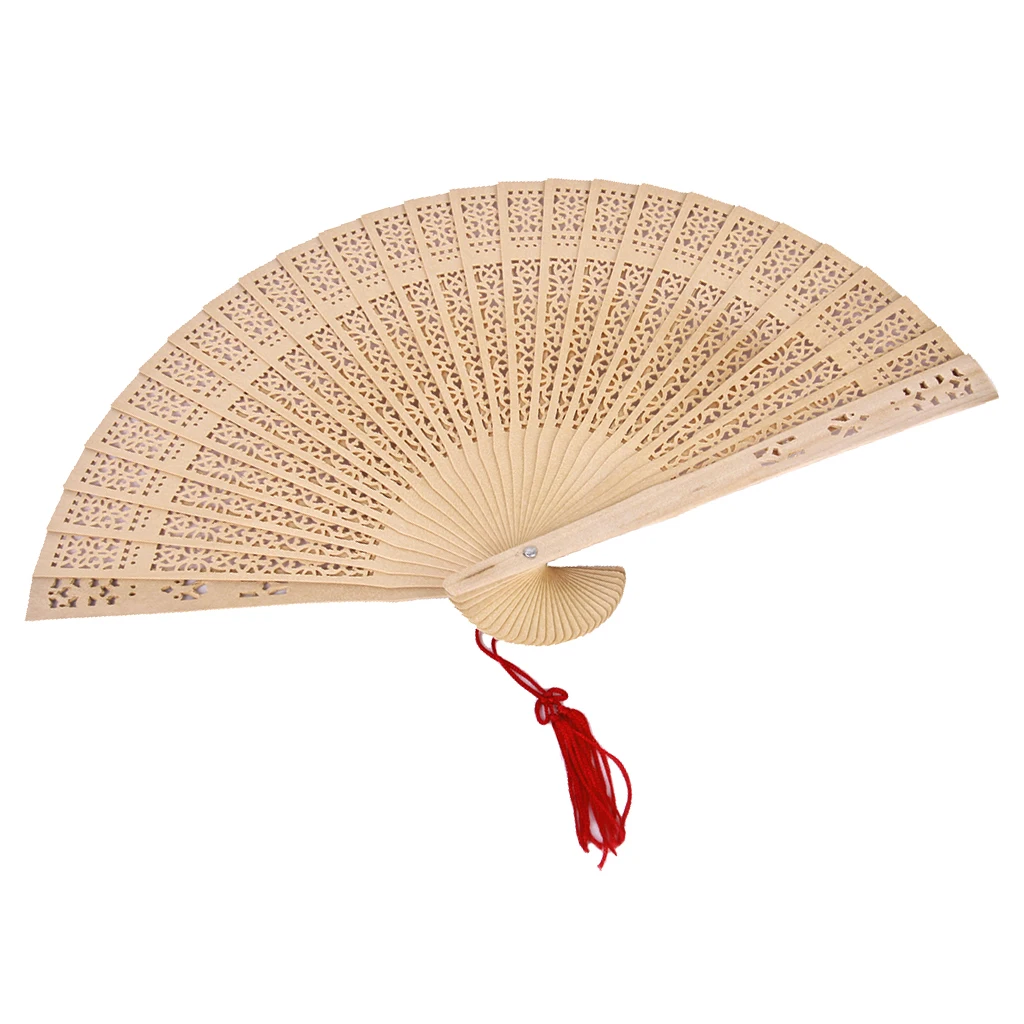 

Ladies Sandalwood Hand Held Foldable Fan Wooden Outdoor Wedding Party Favors
