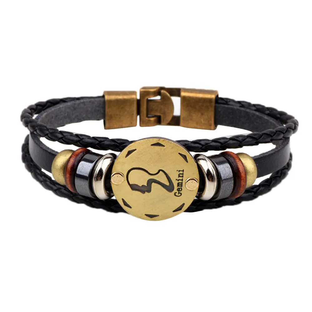 12 браслеты с изображениями созвездий ювелирные изделия кожаный браслет Личность