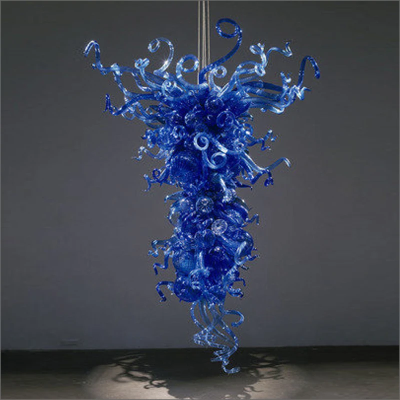 

Blue Murano Chandeliers Lamp American Style Mouth Blown Glass Pendant Lamps Modern Art Decoration Home LED Light 120 CM