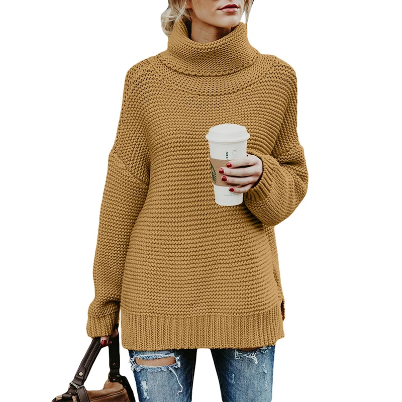 SEBOWEL теплый повседневный женский свитер с длинным рукавом однотонный свободный
