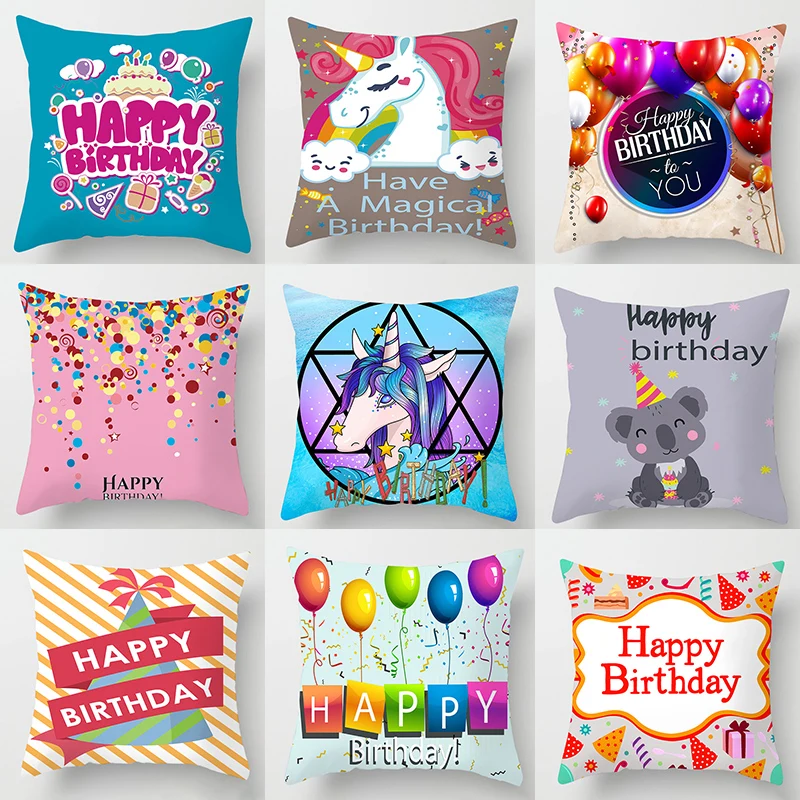 

IBOWS Pillow Cushion Cover Festival Birthday Microfiber Pillowcases Decorative Throw Pillows Covers Sofa Home Decor 45*45cm/pc