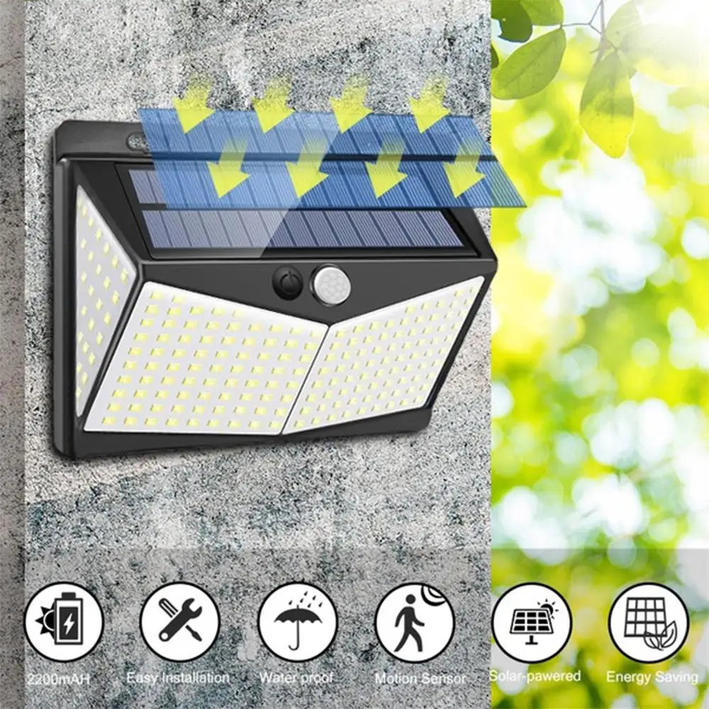 

Durable Outdoor Solar Light 208 LED Security Waterproof Street Lamp Sensor Light Wall Light IP65 8W Walkway Lights