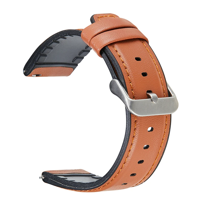 Waterproof Leather Watch Band 22mm for Huawei Watch 2 Strap Gt 2 Band Hybrid Genuine Leather and Silicone Band Quick Release